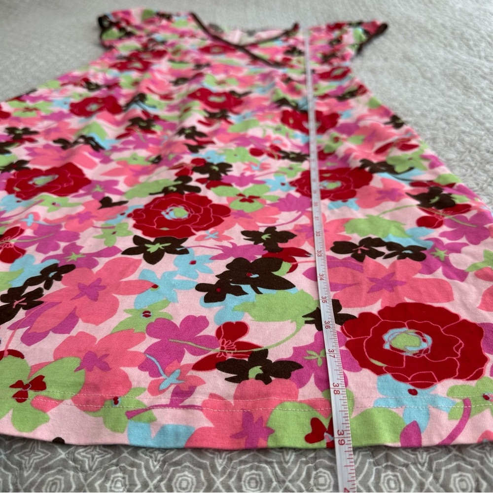 Hanna Andersson Women’s Pink Floral V-Neck Fit & Flare Dress Short Sleeve Size M - Picture 8 of 10